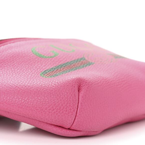 GUCCI Pink Grained Calfskin GG Logo Web Stripe Small Bum Belt Sling Bag - Picture 8 of 9